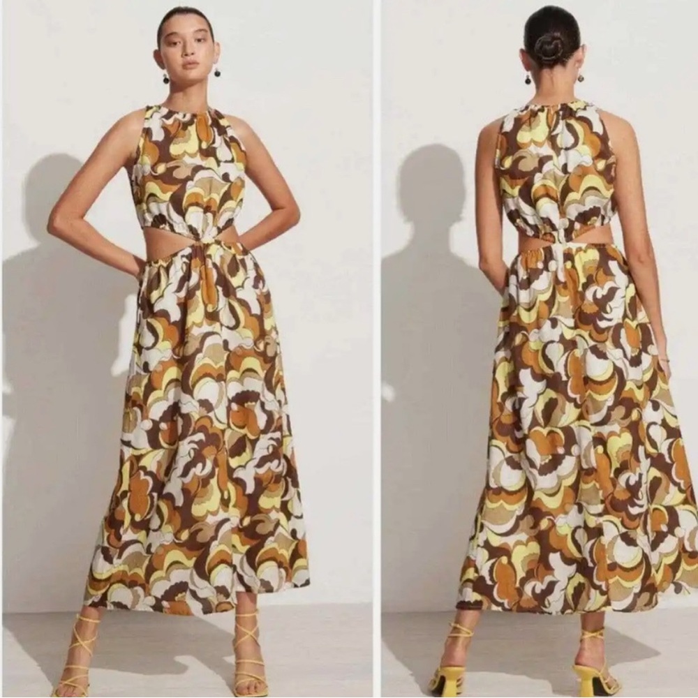 Anthropologie Faithful the Brand trapani cutout onassis linen maxi dress - Sz L